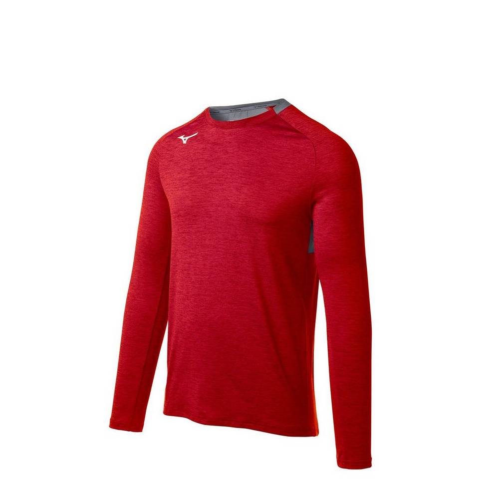 Blusa Mizuno Alpha Long Sleeve - Homem - Vermelhas - HSVIM7819